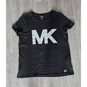 Michael Kors MK Logo Baby Doll Tee Shirt Black Size Women's Large